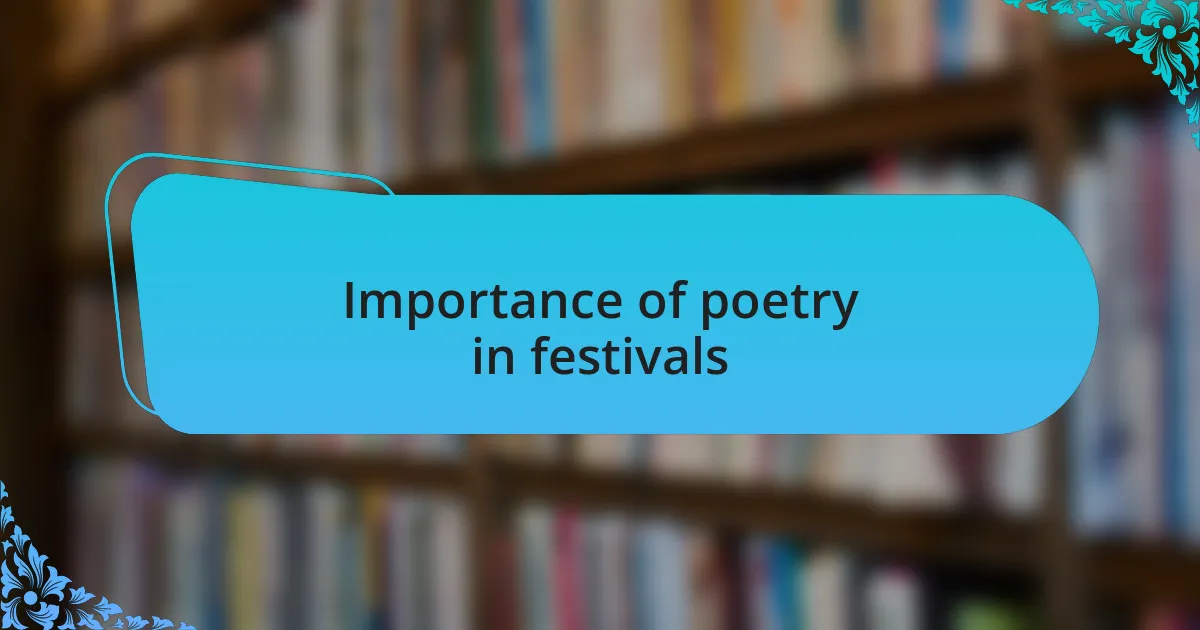 Importance of poetry in festivals