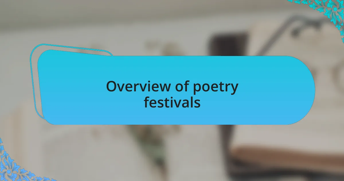 Overview of poetry festivals