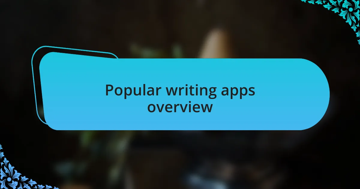 Popular writing apps overview